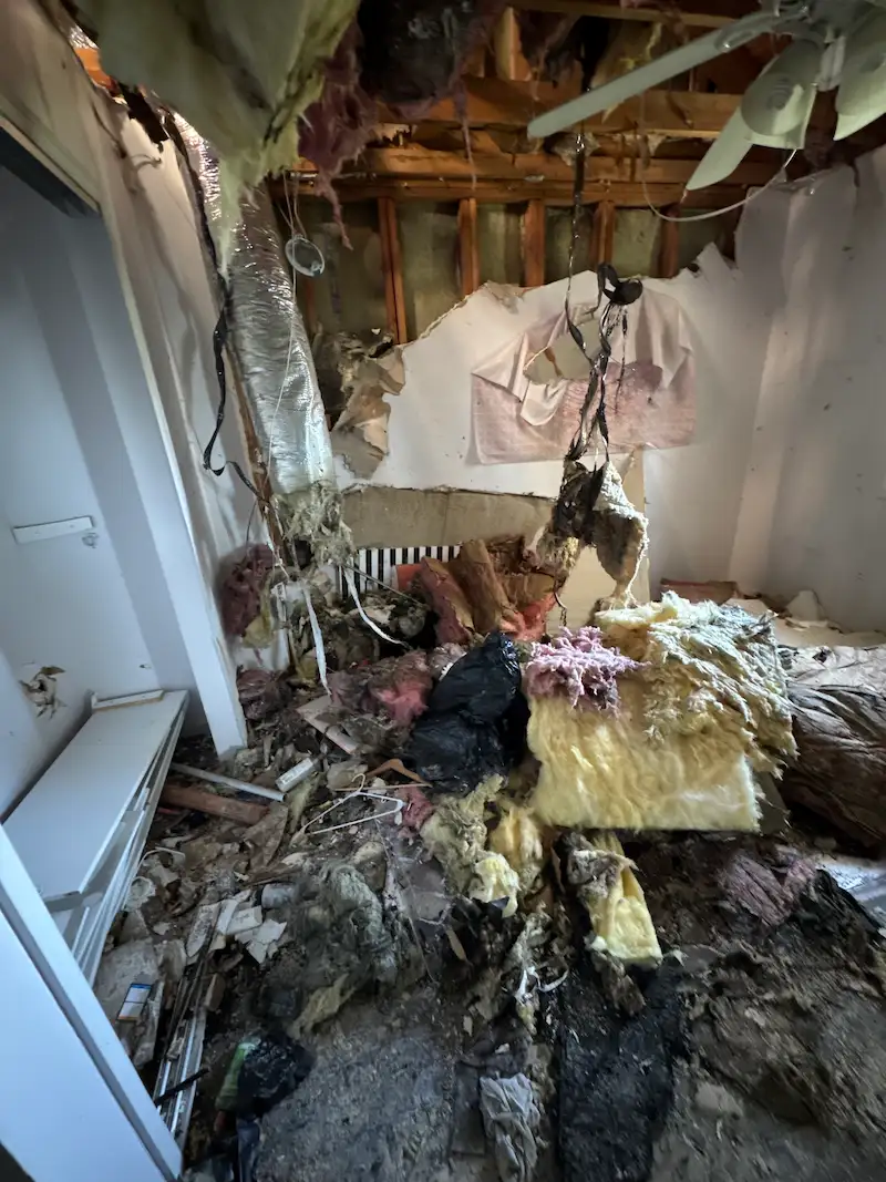 A North Jersey home with water-damaged debris before JunkDoctors performed a restoration debris removal.